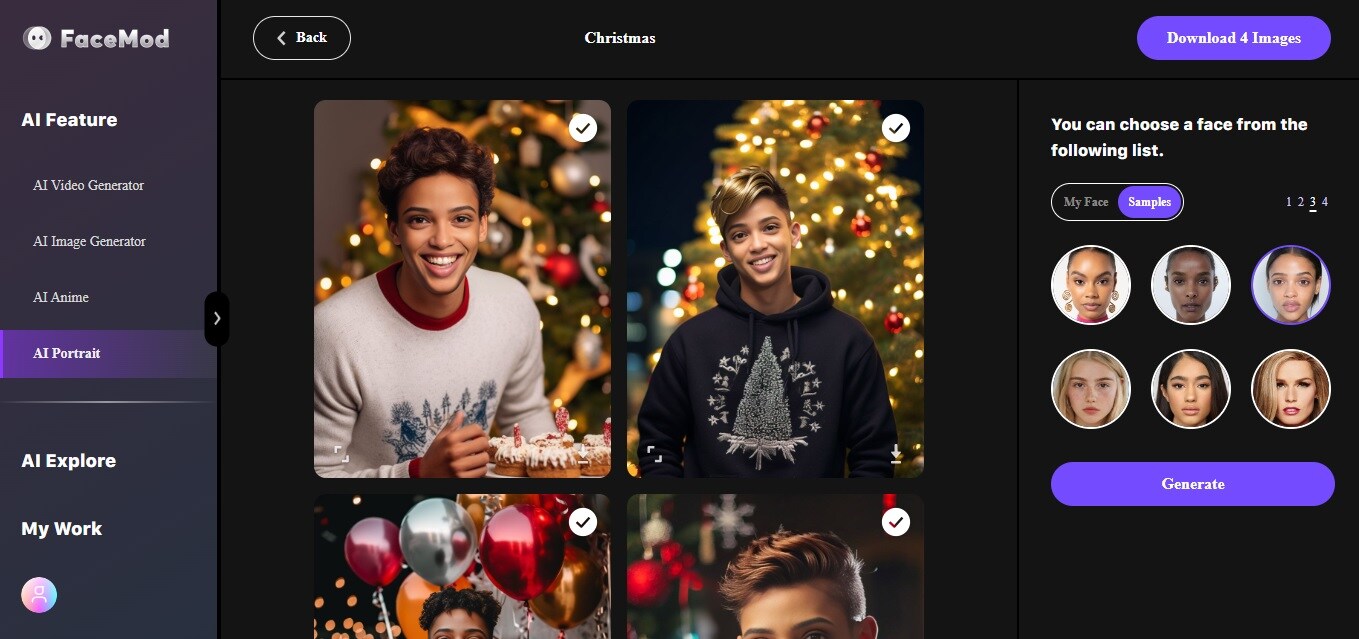 christmas style in ai portrait FaceHub