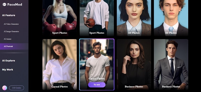 various themes and styles in FaceHub ai portrait