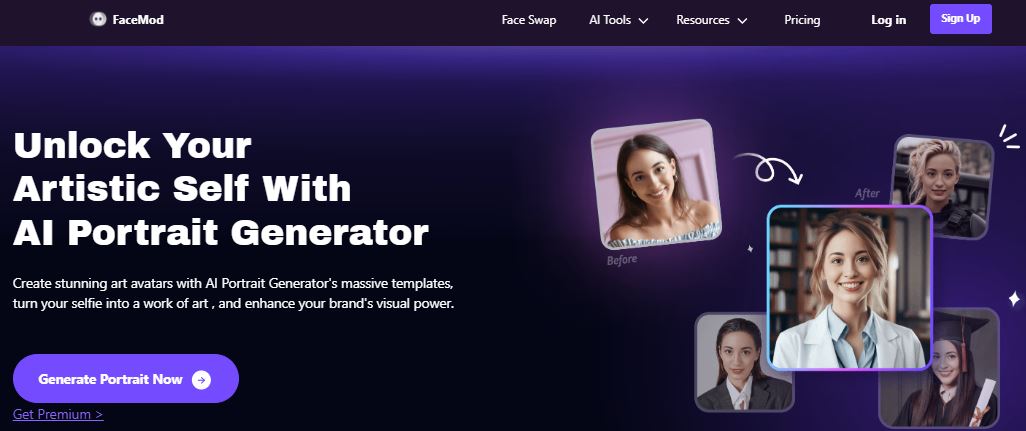 FaceHub ai portrait interface
