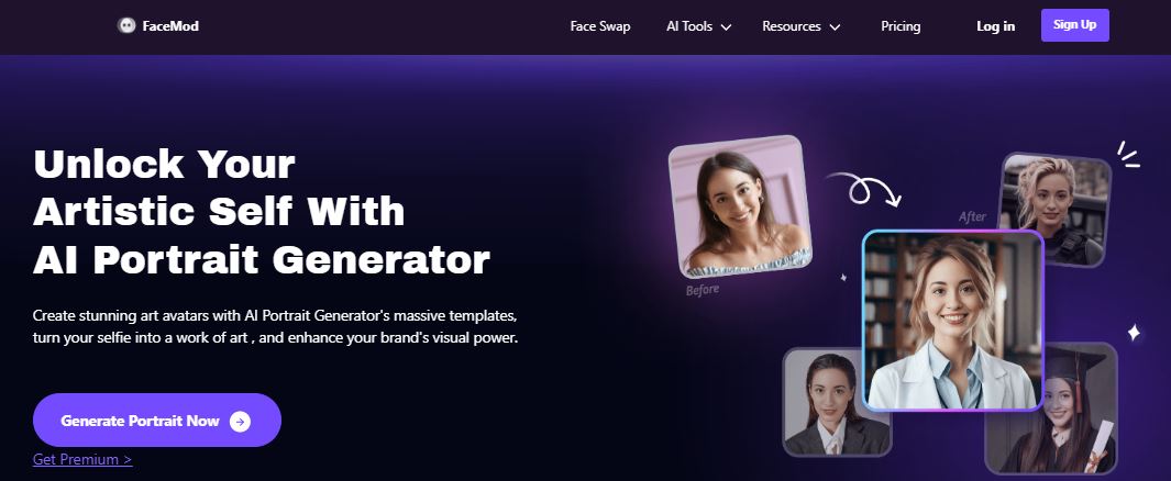 FaceHub ai portrait interface