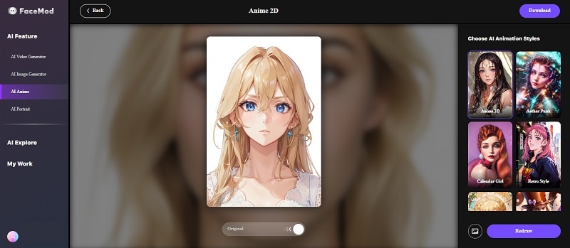 FaceHub ai anime result