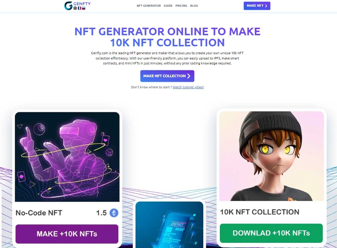 a screenshot of genfty anime’s homepage