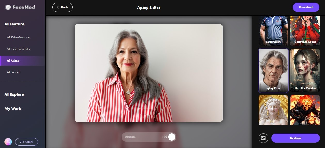 FaceHub age filter result