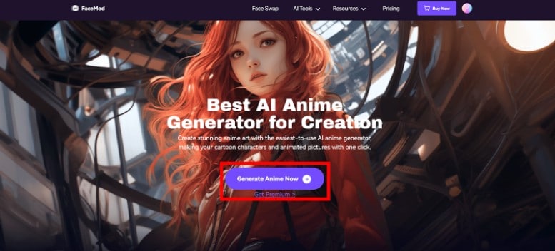 screenshot of FaceHub's ai anime page