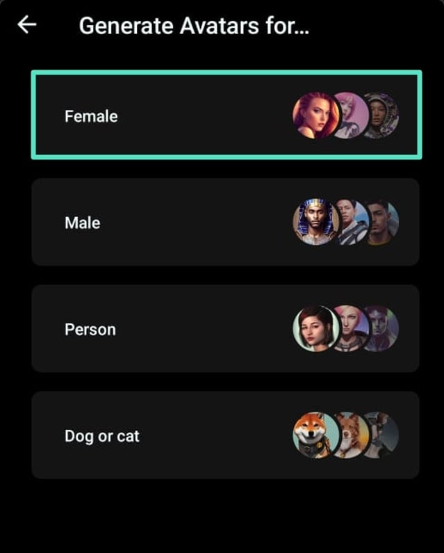select a gender for portrait