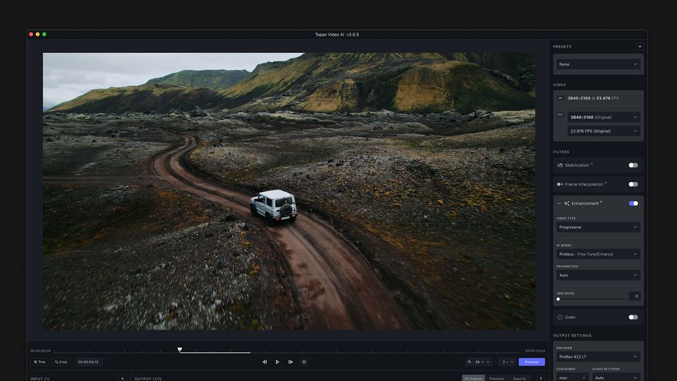 topaz labs video ai interface