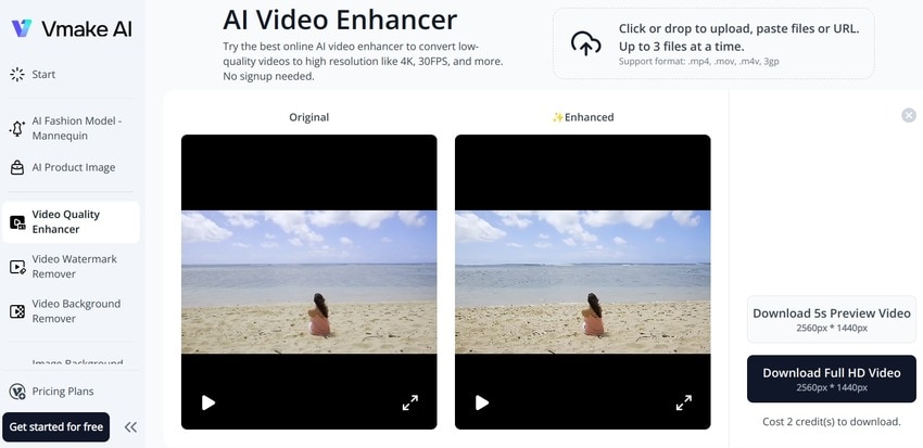 vmake free ai video enhancer