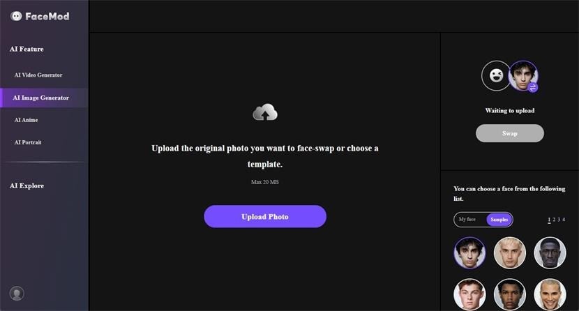 go to FaceHub official website and select generate image now