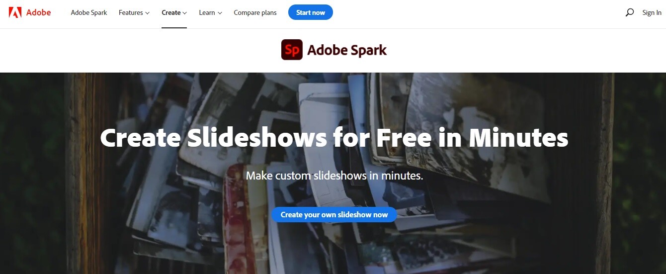 adobe spark slideshow maker