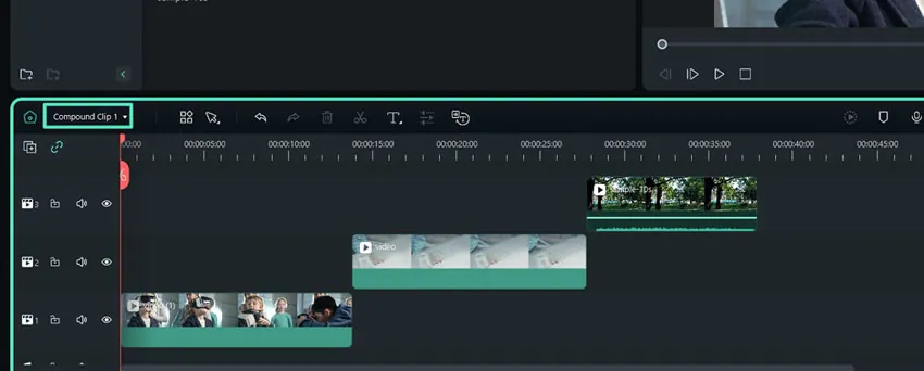 navigate into compound clip in timeline