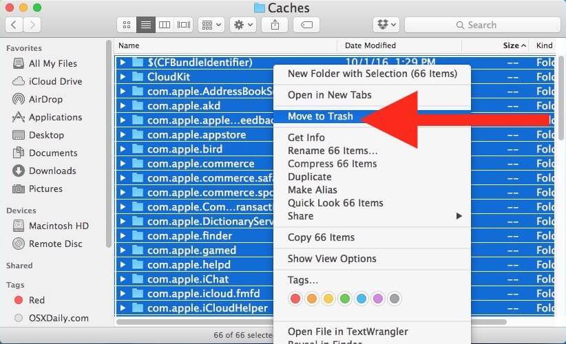 borrar archivos temporales en mac