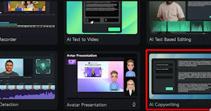 ai copywriting in filmora