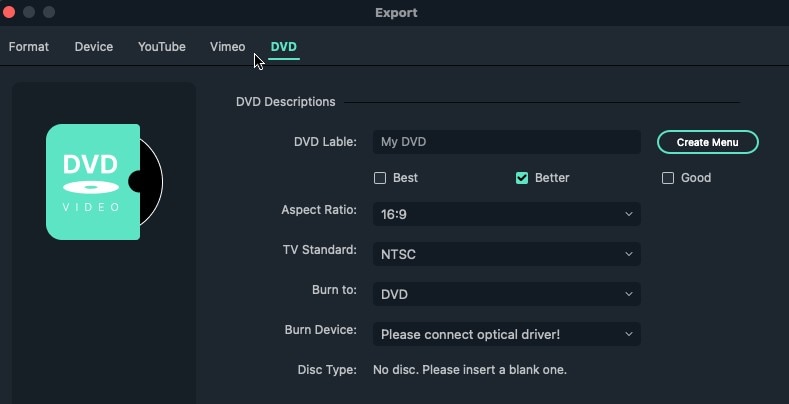 Exportación a DVD