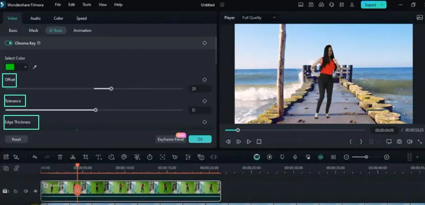chroma key settings in filmora