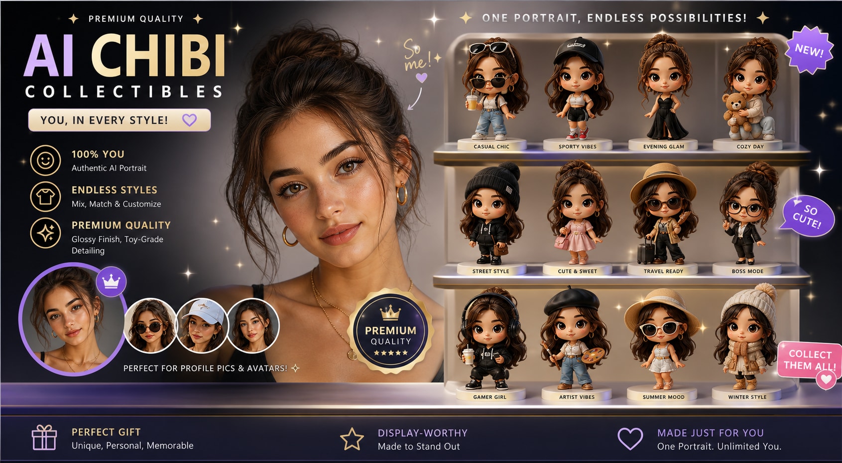 Make cute AI chibi collectibles and profile art