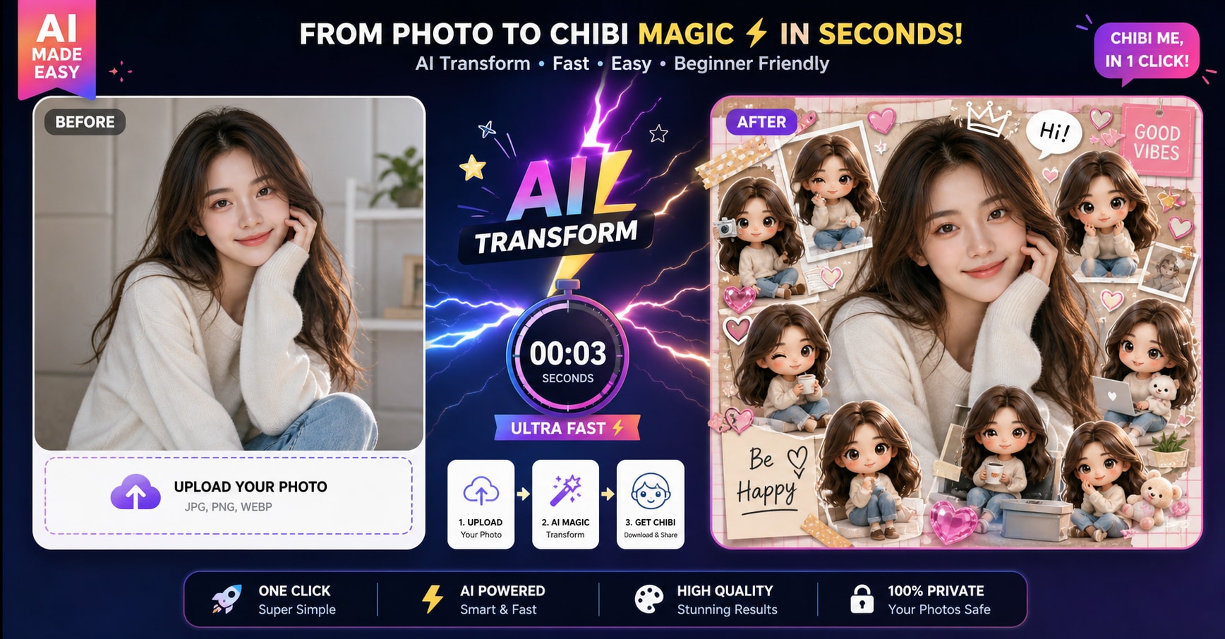 Create stunning AI chibi art in seconds