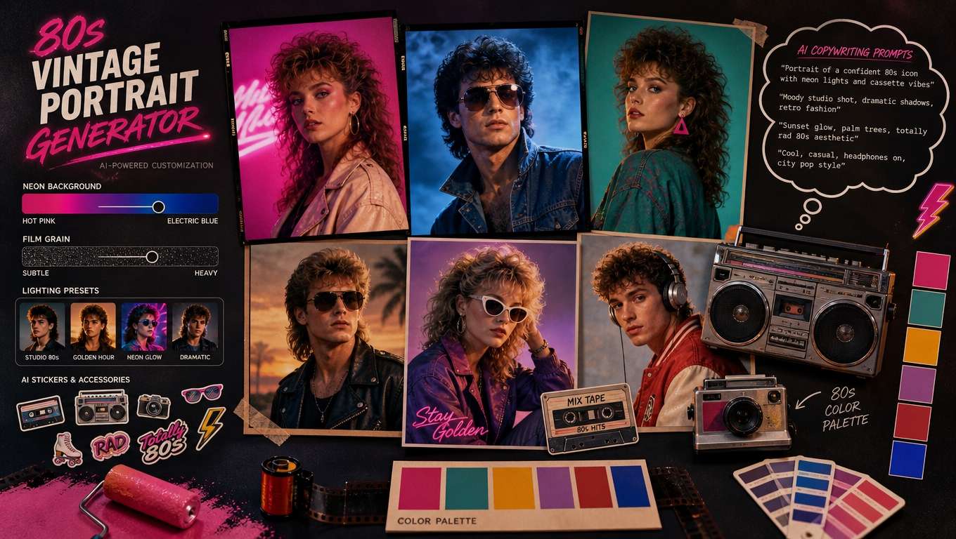 Customize your 80s AI generated photo prompts easily
