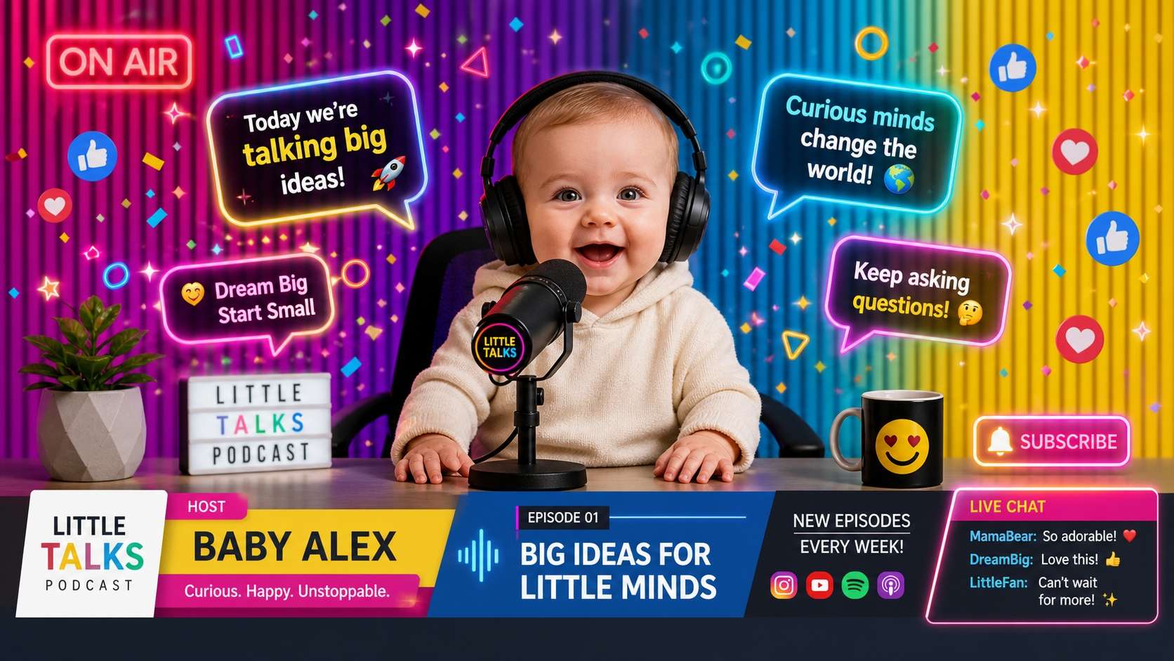 Enhance baby podcast clips with templates