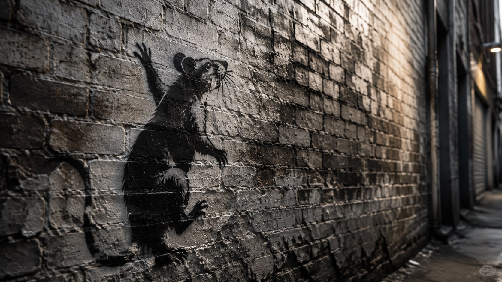 Filmora AI image generator creating Banksy-style stencil murals