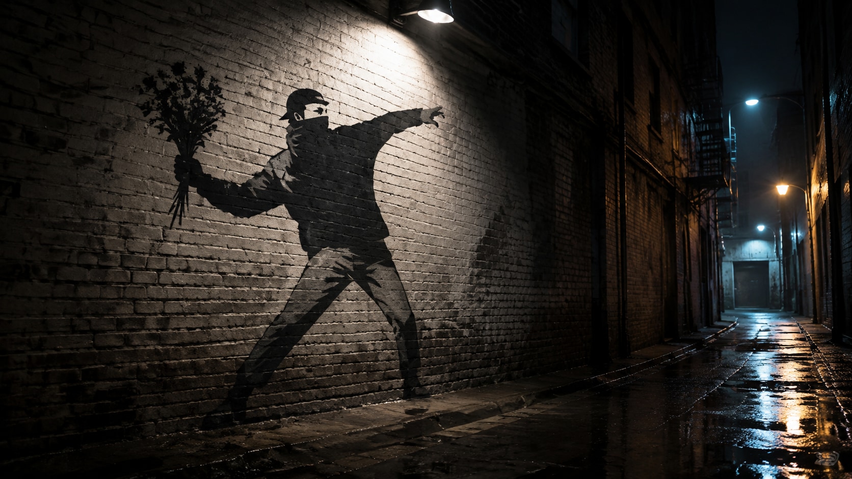Nano Banana creating alternate Banksy stencil wall moods