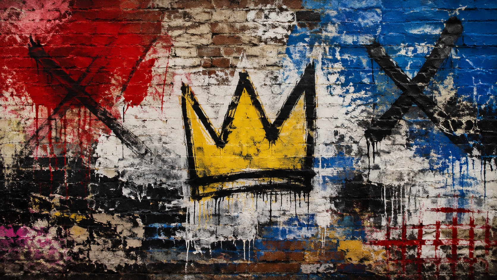 GPT Image 2 holding Basquiat crown marks and color-block edges