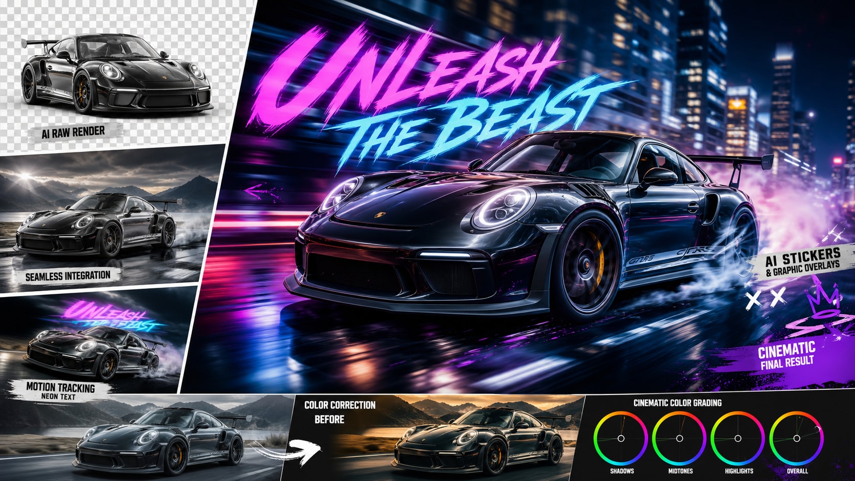 Cinematic car photo edits in Filmora