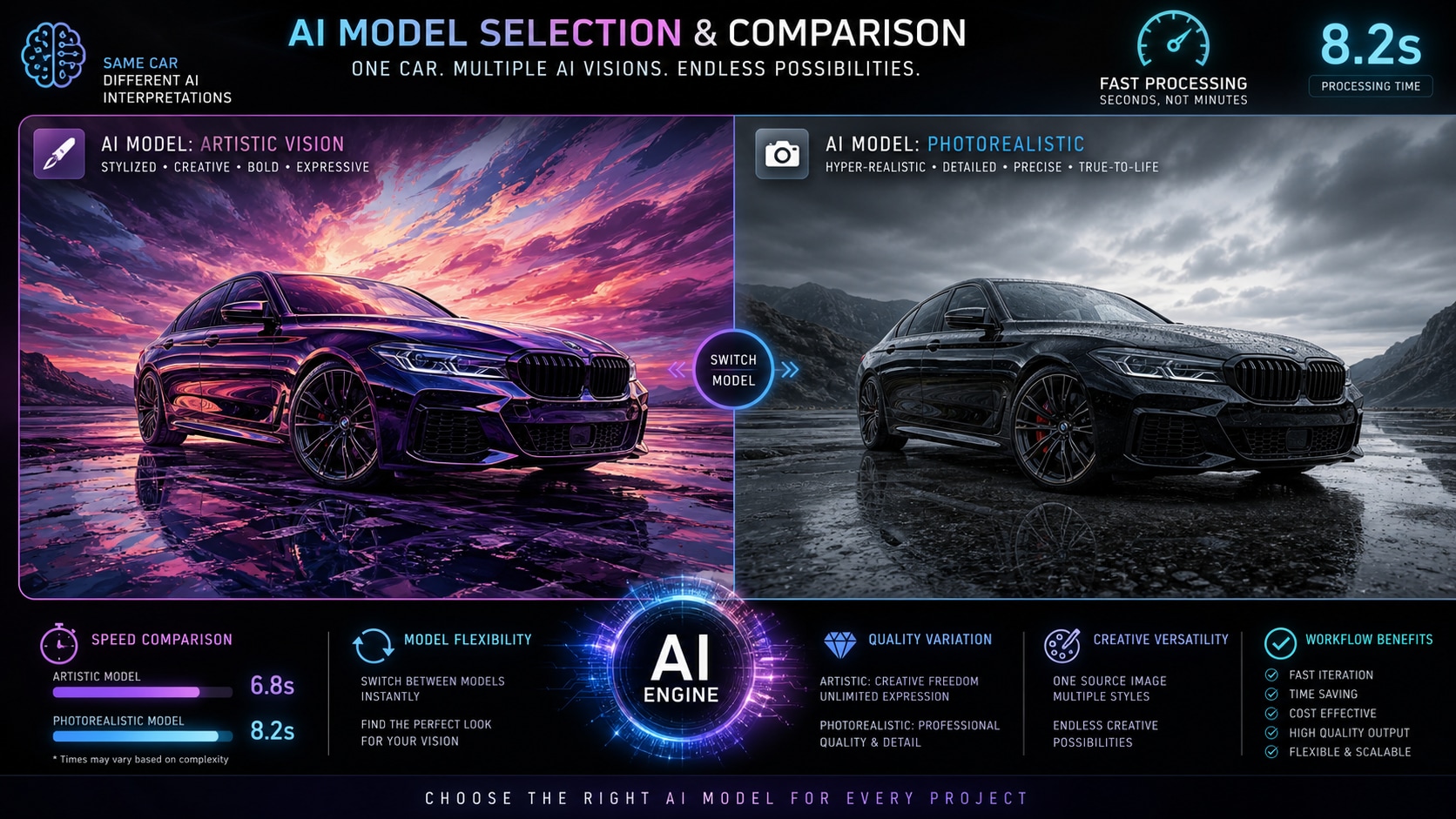 Advanced AI models for car photo generation