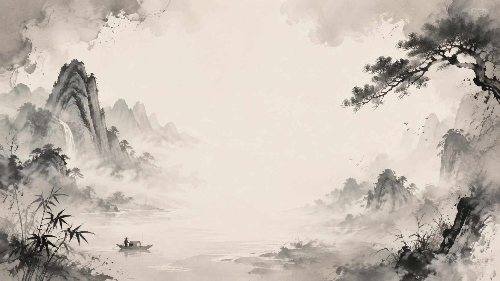 Chinese ink wash painting prompt still image converted into video in Filmora