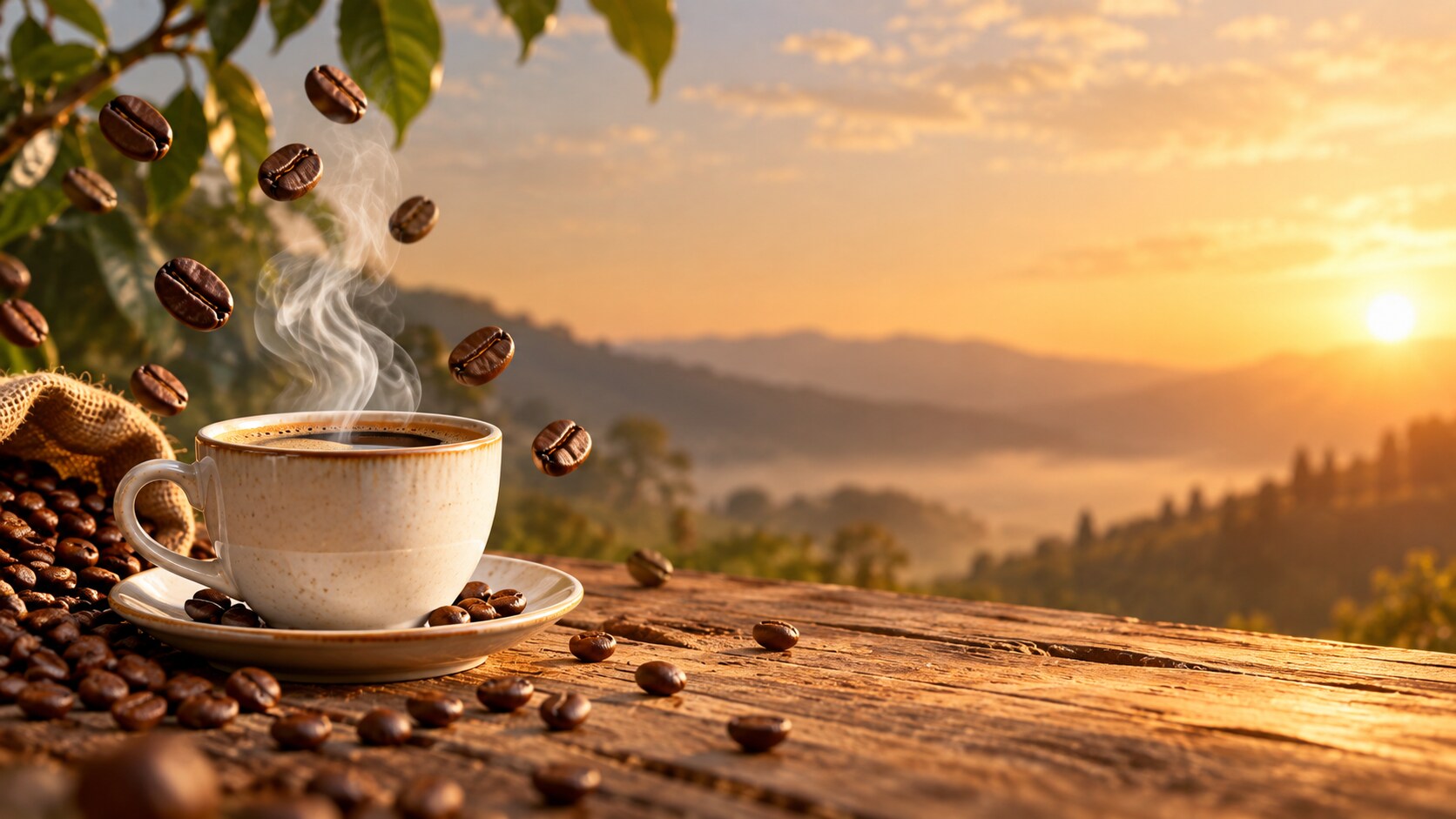 coffee poster prompt still image converted into video in Filmora