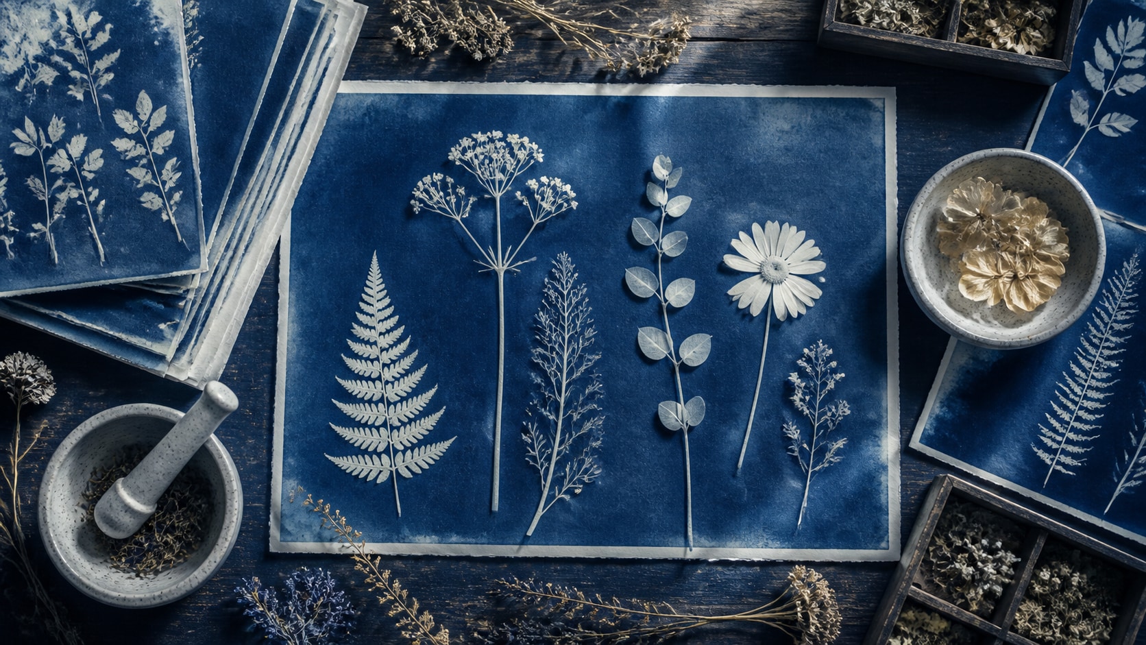 Nano Banana model creating cyanotype photo prompt style variants
