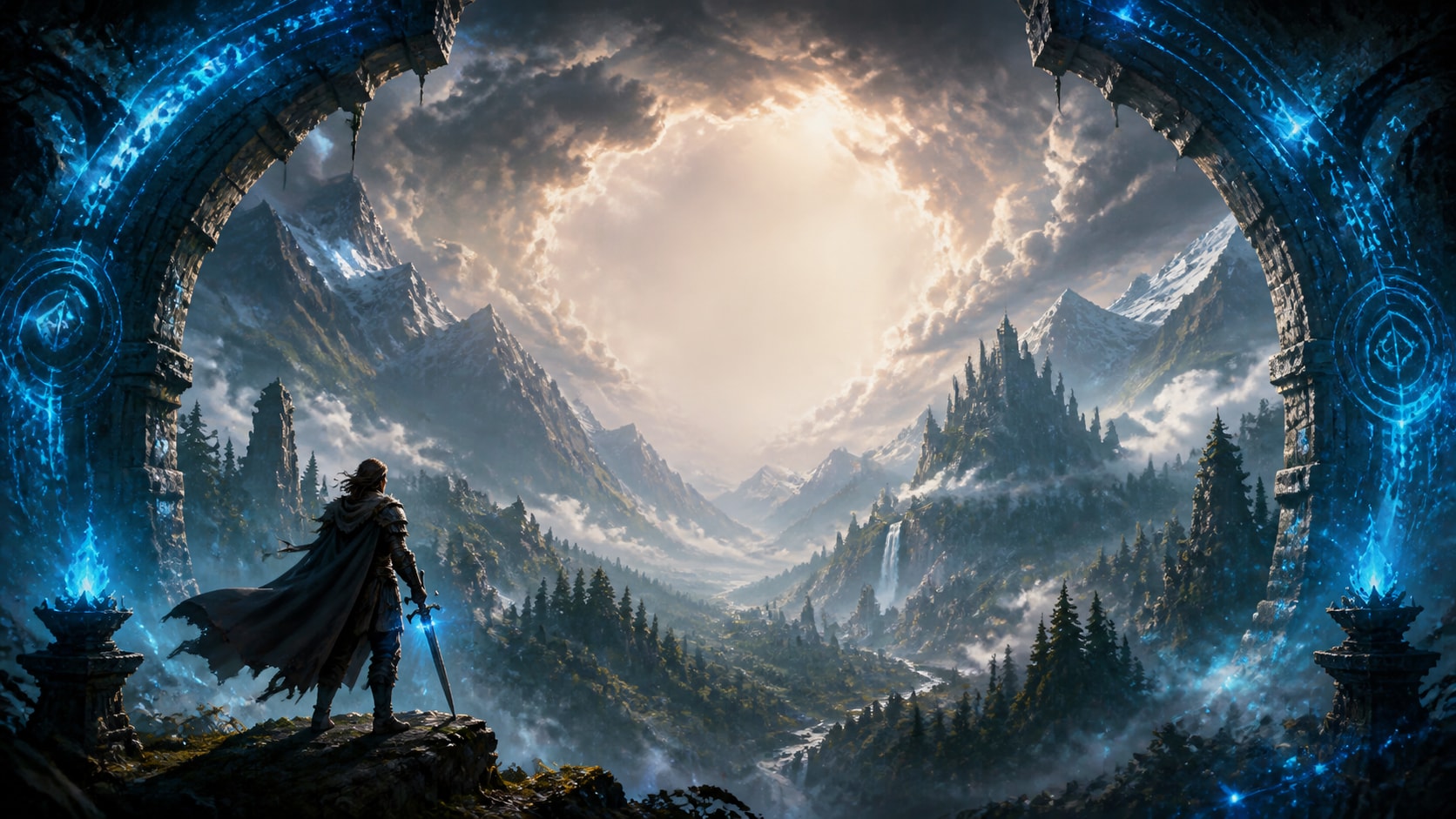 AI fantasy game poster prompts still image converted into video in Filmora