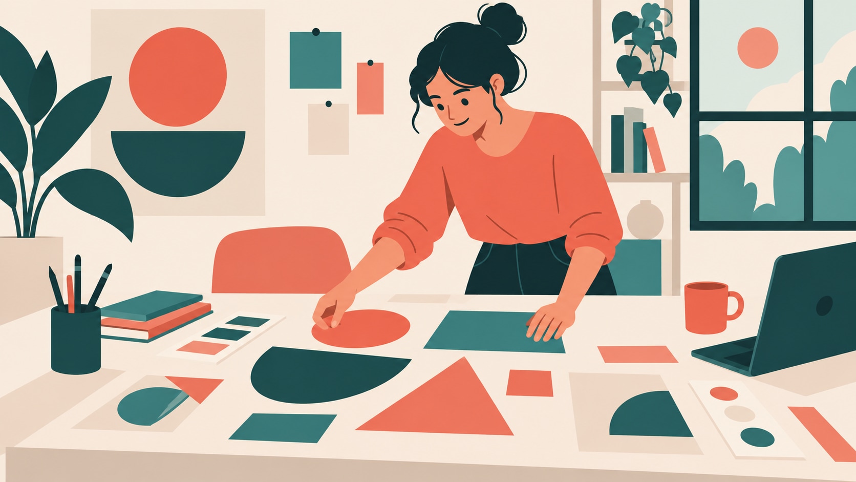 Filmora AI image generator creating flat illustration prompt visuals