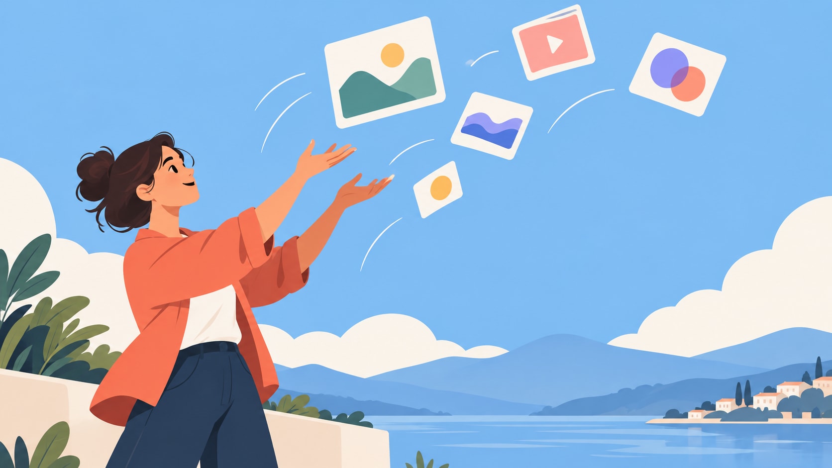 flat illustration prompt still image converted into video in Filmora