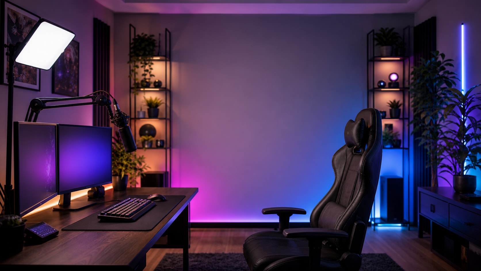 streamer gaming room prompt feature with creator background
