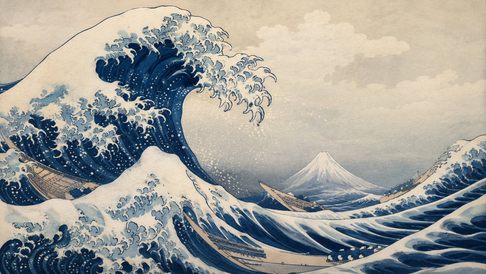 Filmora AI image generator creating Hokusai-style wave prints
