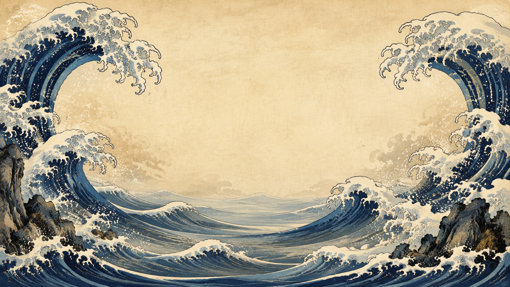 Hokusai-style wave print converted into video in Filmora
