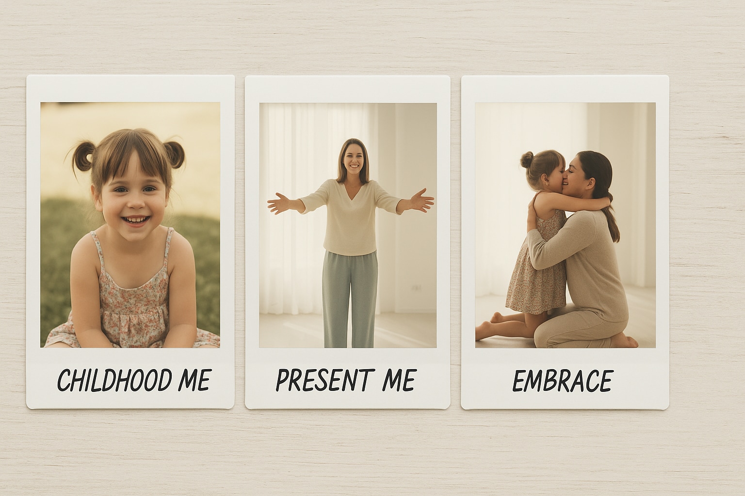 ai hug younger self photo generation