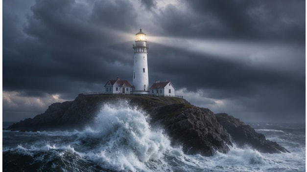 Filmora AI image generator creating AI lighthouse image prompt visuals