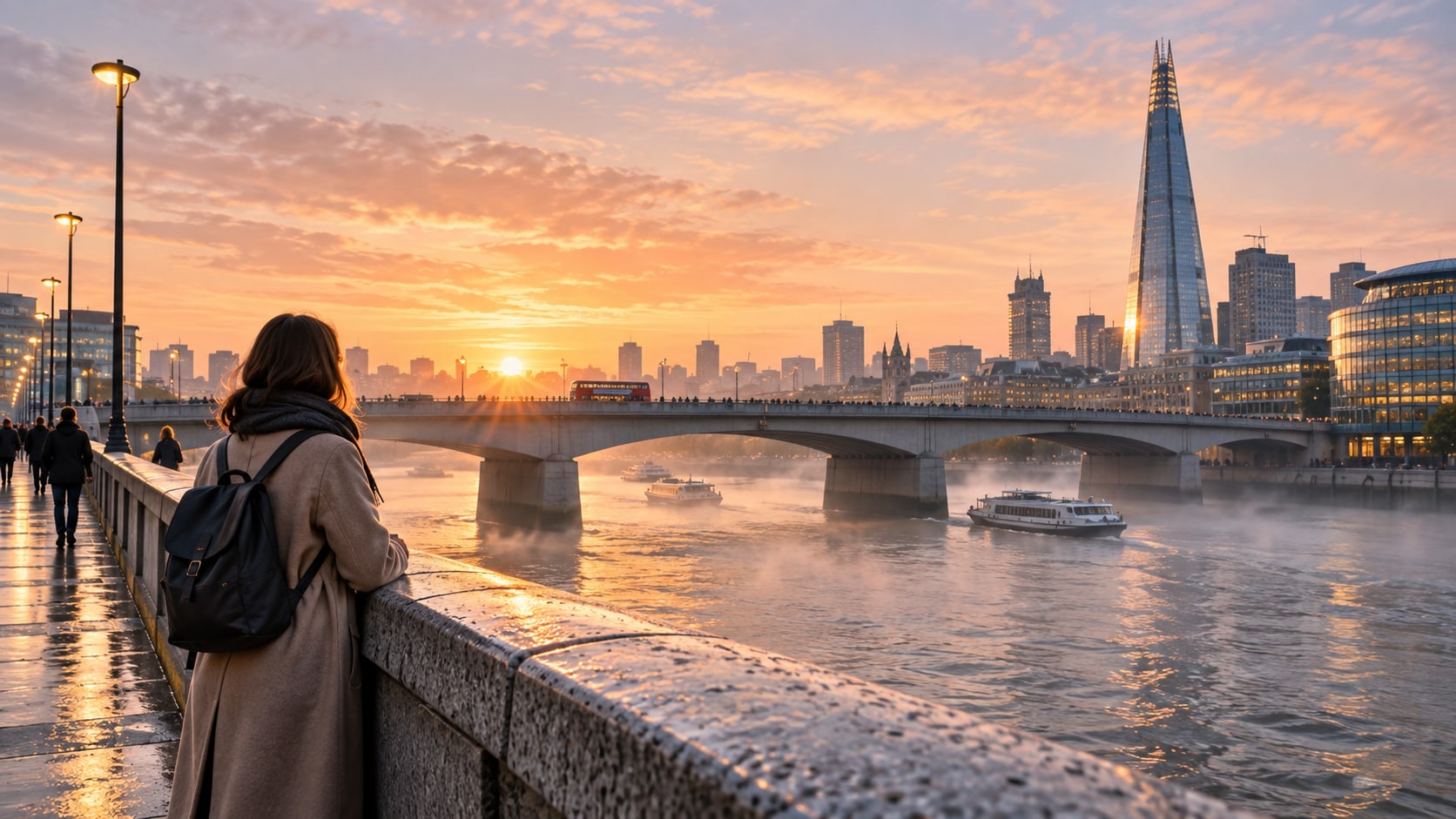 Filmora AI image generator creating London Bridge photo prompt visuals