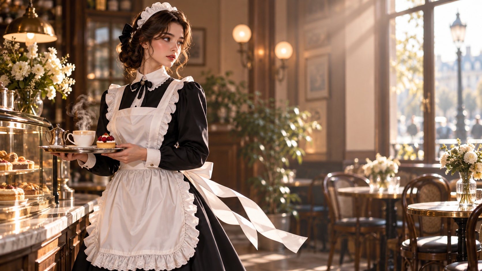 maid dress prompt still image converted into video in Filmora