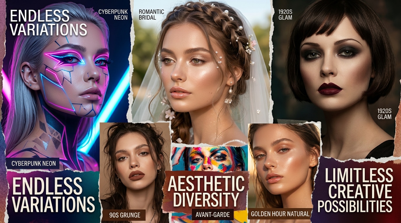 Holiday and seasonal makeup looks generated by AI prompts