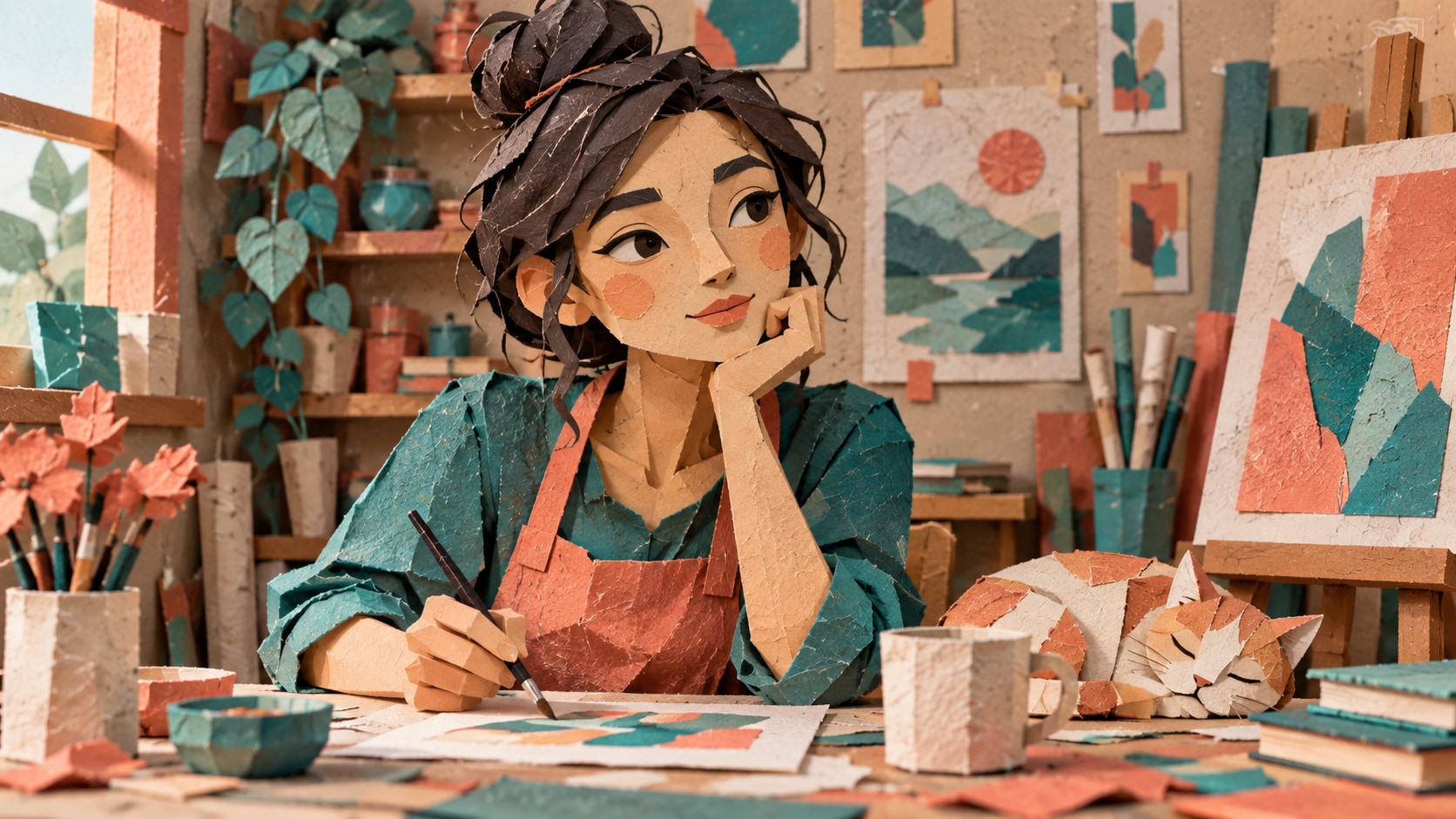 Filmora AI image generator creating paper craft style prompt visuals