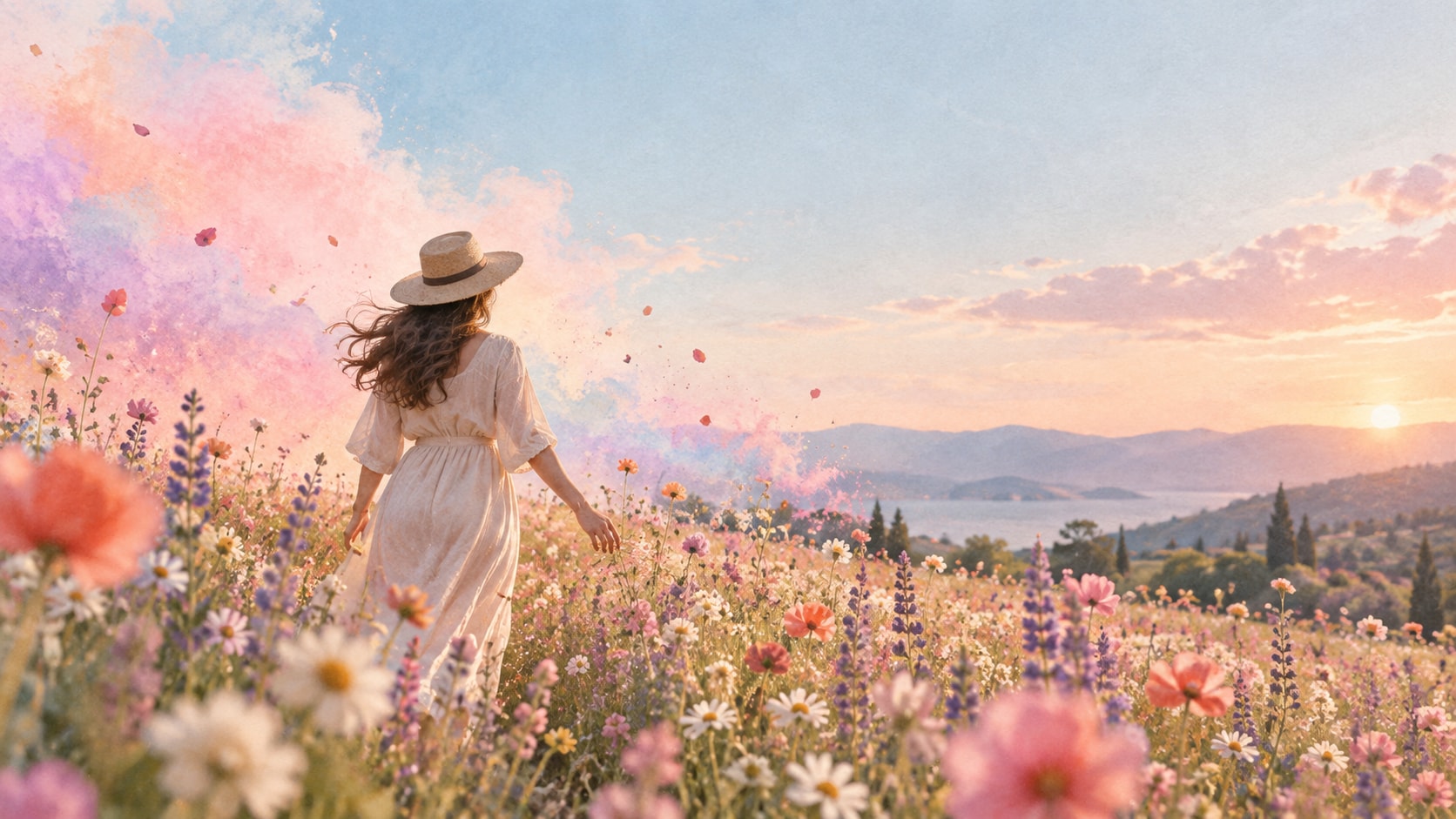 pastel painting prompt still image converted into video in Filmora