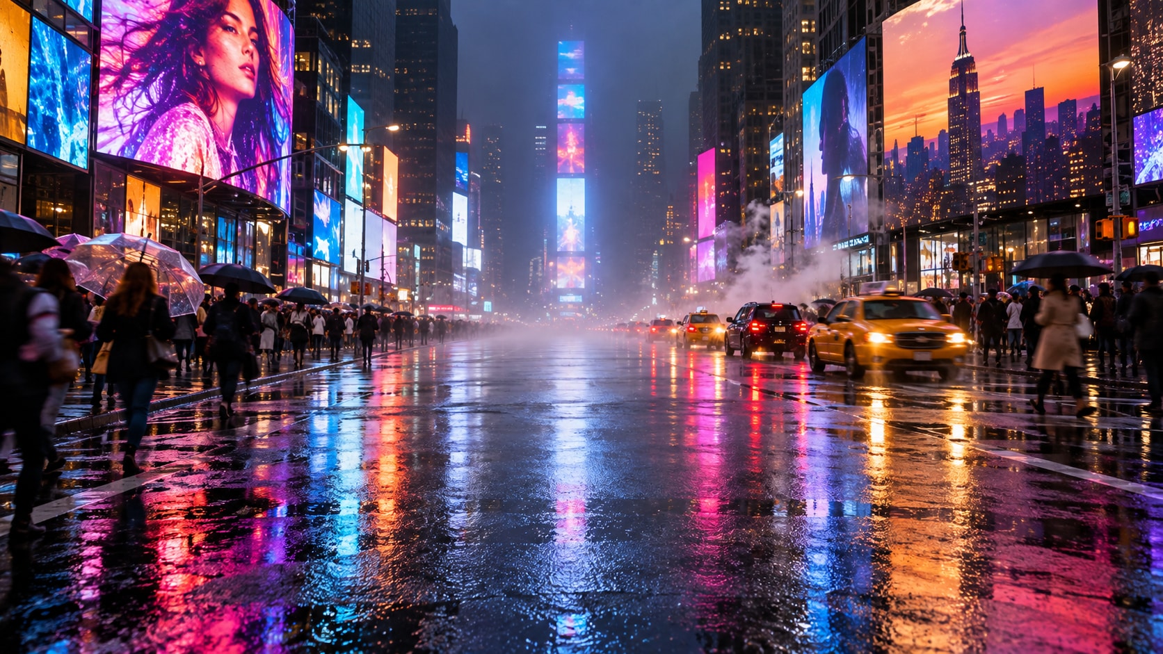Times Square photo prompt still image converted into video in Filmora