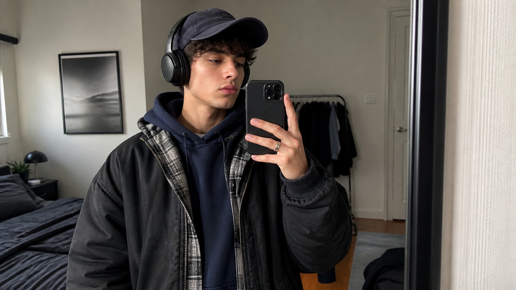 Nano Banana model creating AI photo prompt with headphones and cap style variants