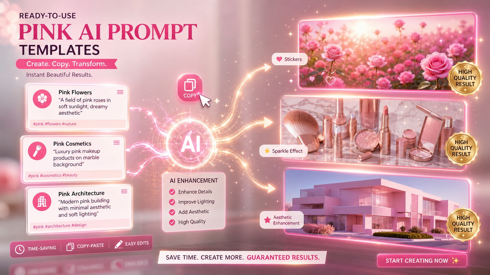 Quick copy paste pink AI prompts