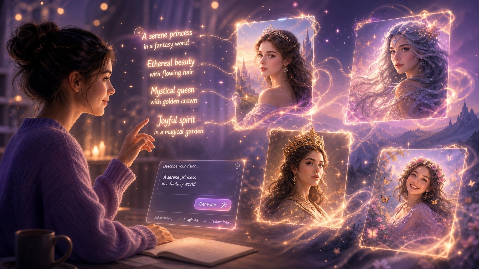 Easy text to image generation for trending ai portrait prompt