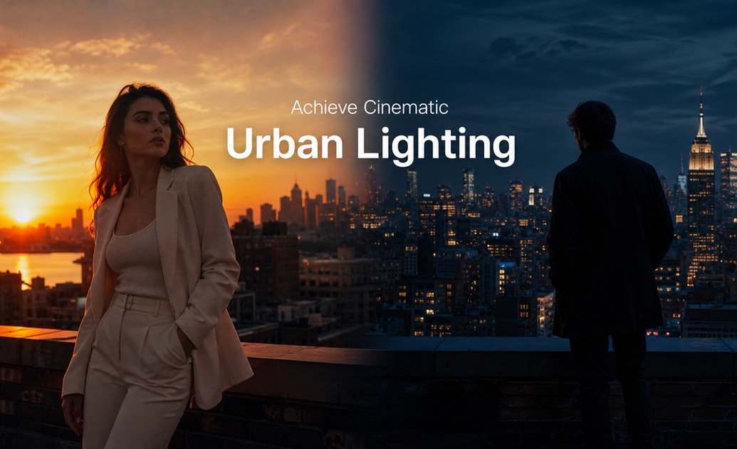 Achieve cinematic lighting with ai rooftop portrait prompts