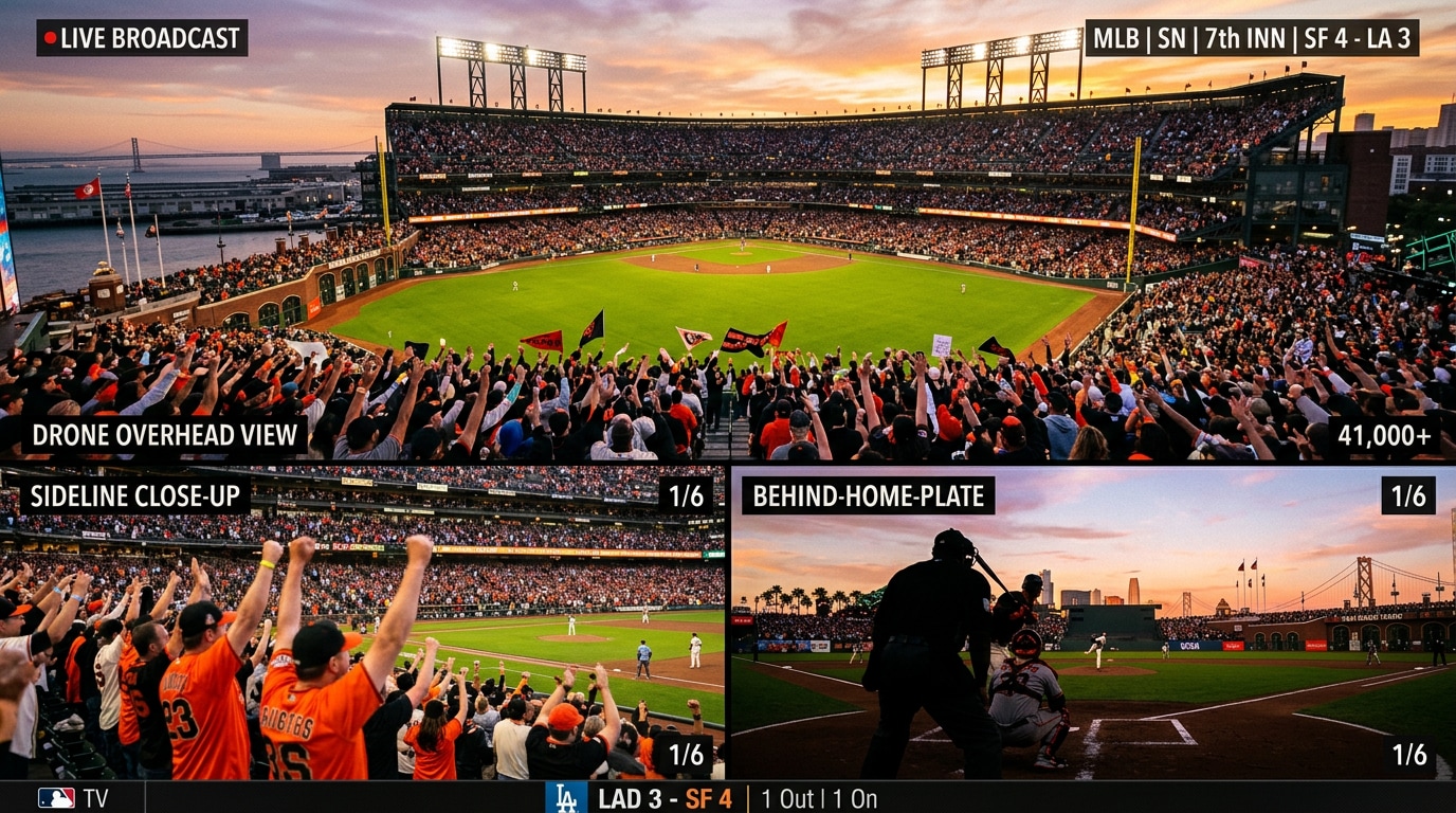 Generate authentic stadium atmospheres using an ai sports broadcast screenshot
