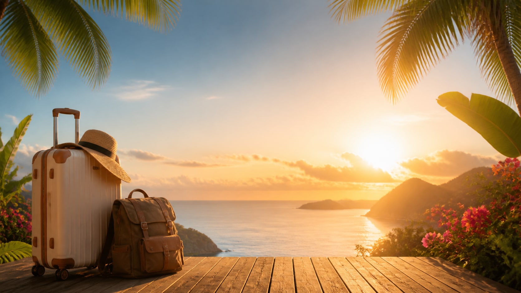 AI summer vacation poster prompts still image converted into video in Filmora